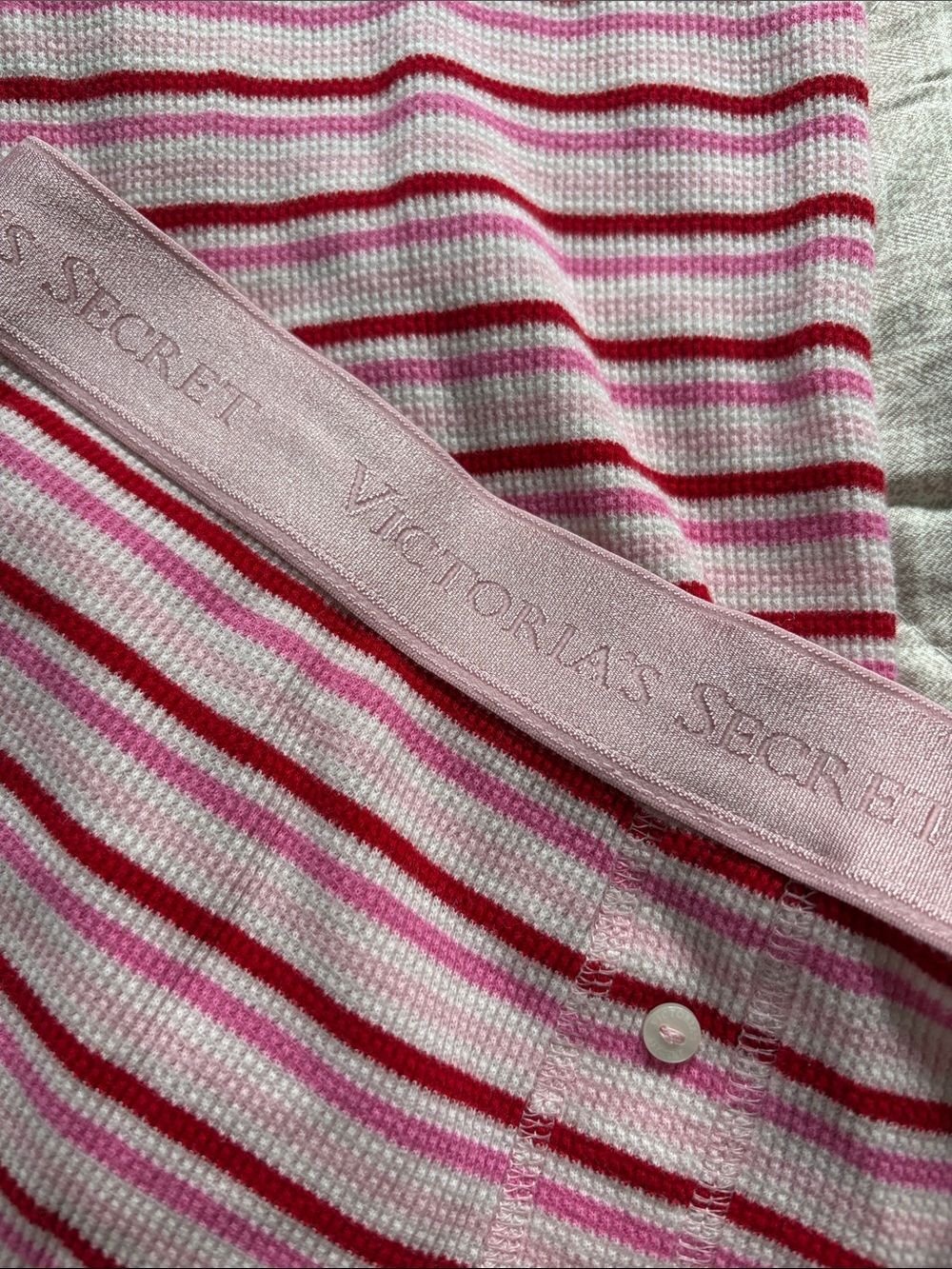Victoria's Secret Pink and Red Striped Sleep Top & Shorts Set - Picture 3 of 5